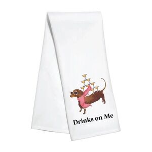 Stylish White Kitchen Towel with Dachshund Design